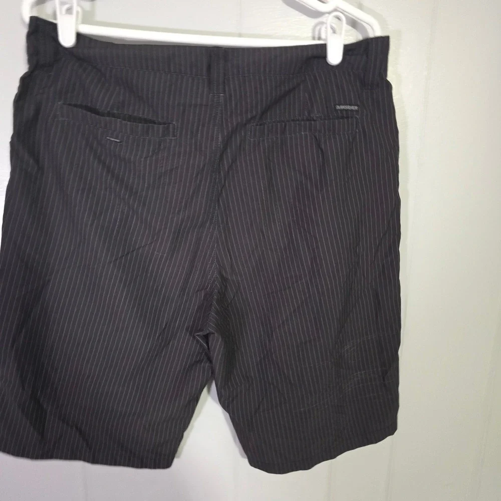Quiksilver Amphibians Shorts‎ Mens 34 Black Pinstripe Hybrid Boardshorts 4126
